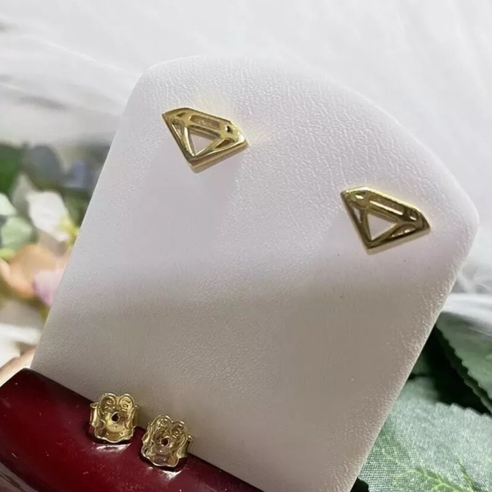 Elegant Gold Triangle Stud Earrings - image 1